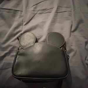 Coach Black Leather Mickey Mouse Clutch